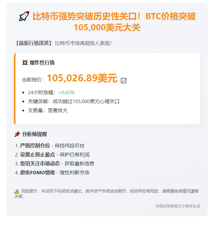 "BTC冲破10.5万美元"