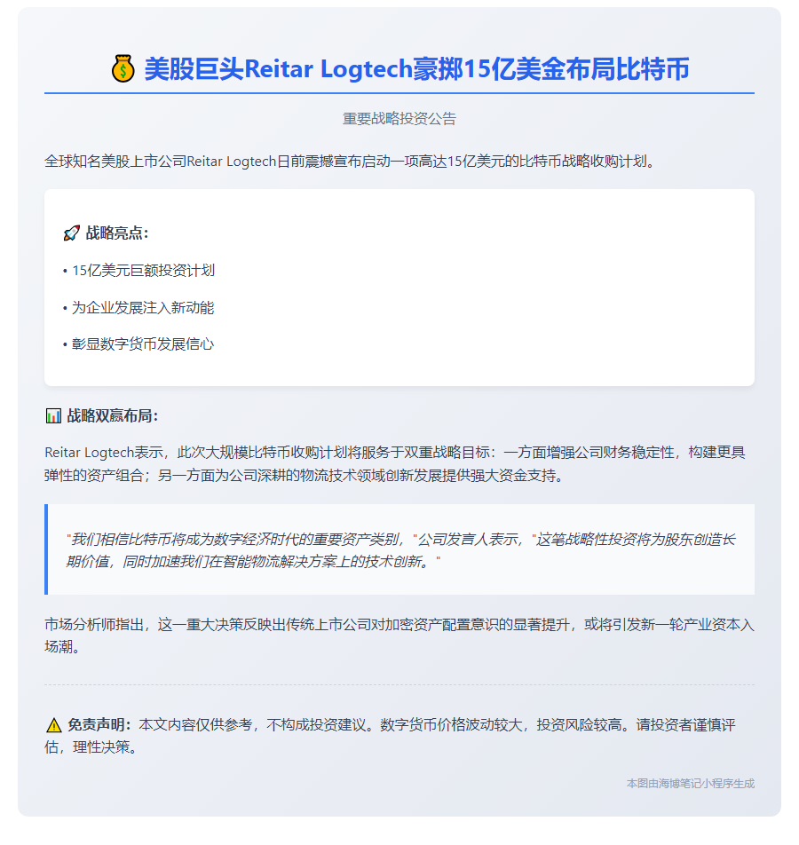 Reitar投资15亿美元收购比特币