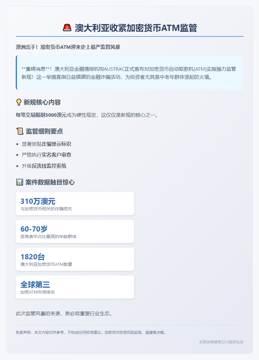 澳大利亚收紧加密货币ATM监管