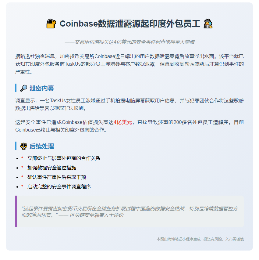Coinbase数据泄露源起印度外包员工
