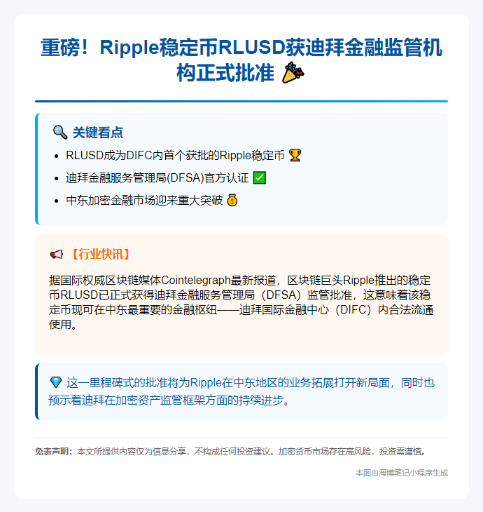 RLUSD获迪拜金融中心官方认可
