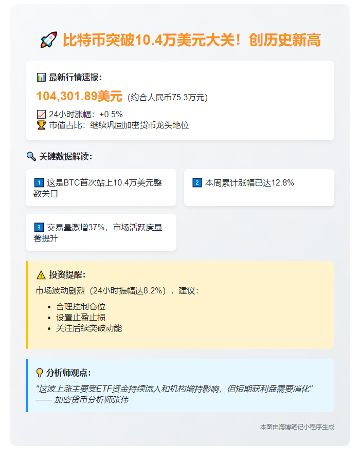 BTC破10.4万美元