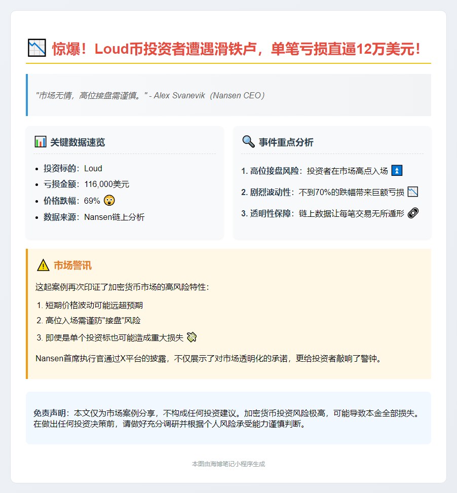高位买入Loud亏11.6万美元