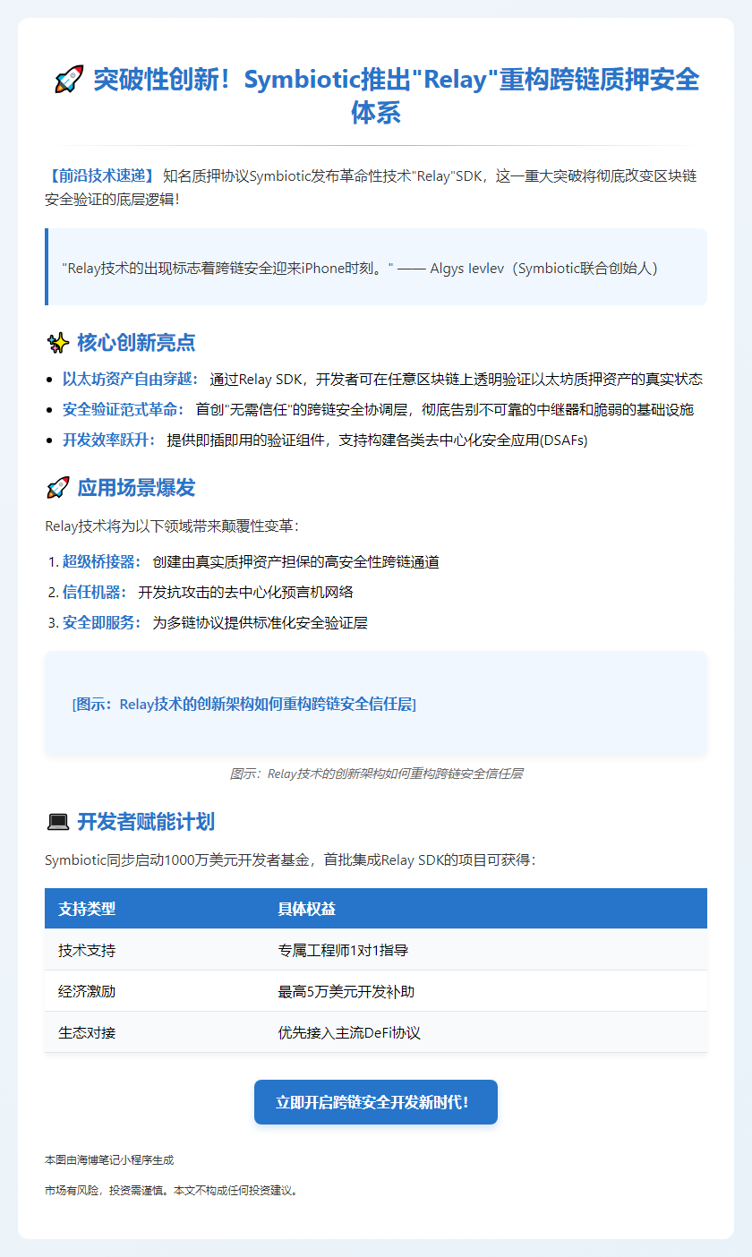 Symbiotic推出跨链安全质押