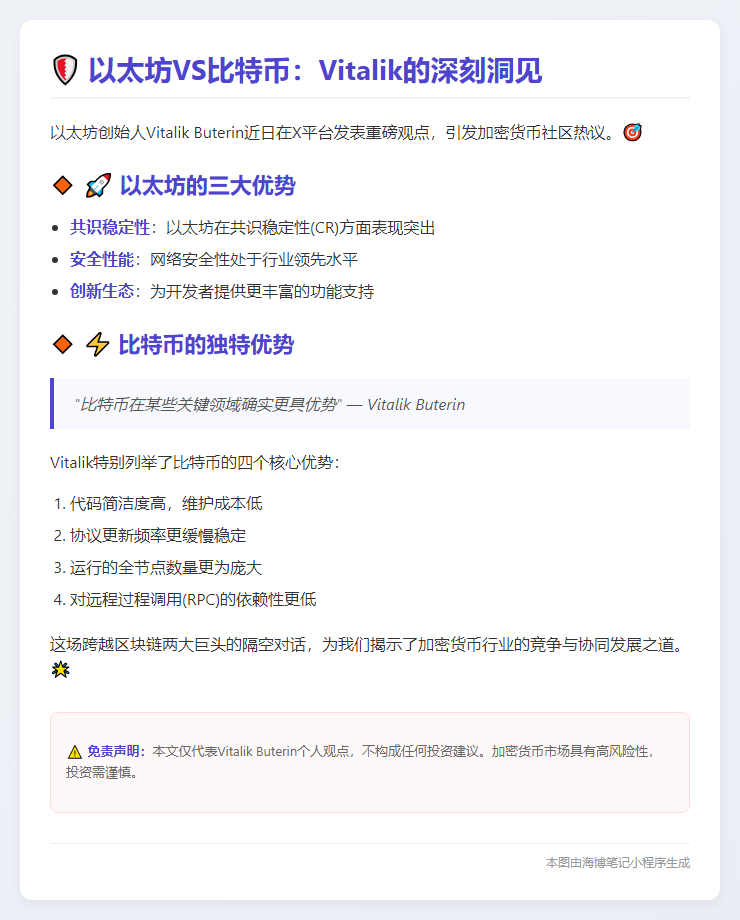 Vitalik：以太坊CR、安全性全球领先