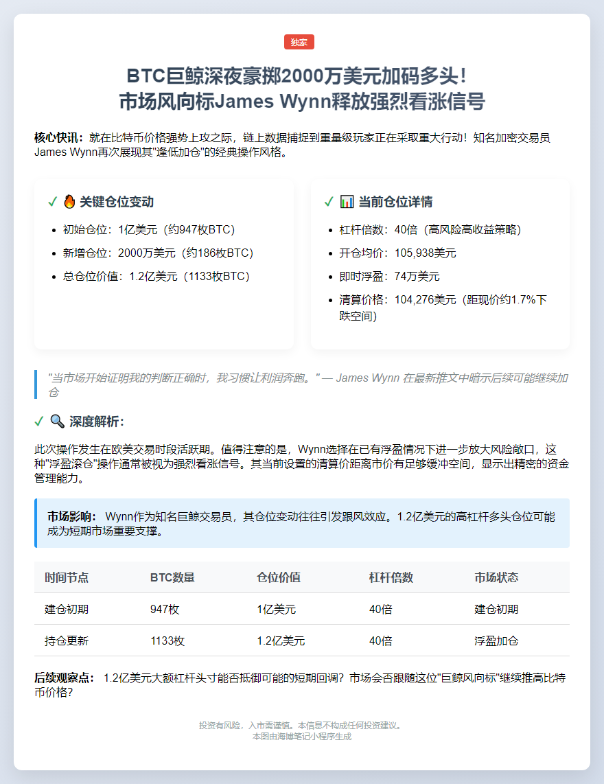 巨鲸James Wynn增仓至1.2亿美元