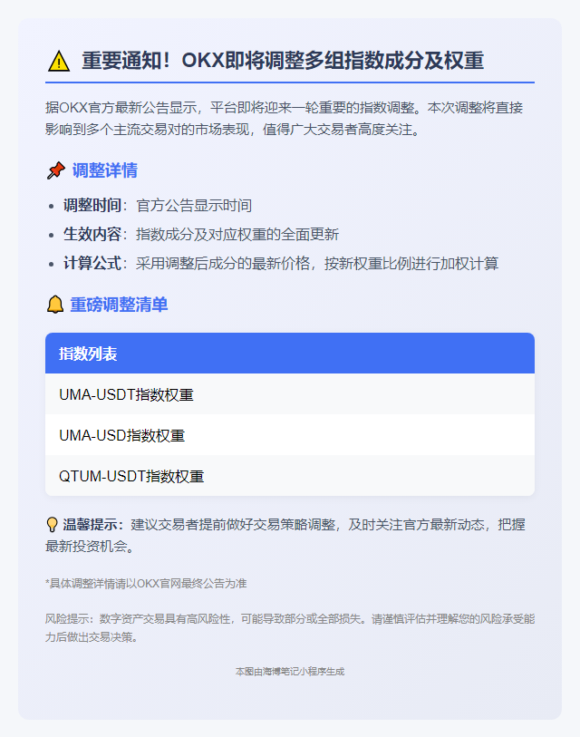 OKX调整指数成分权重