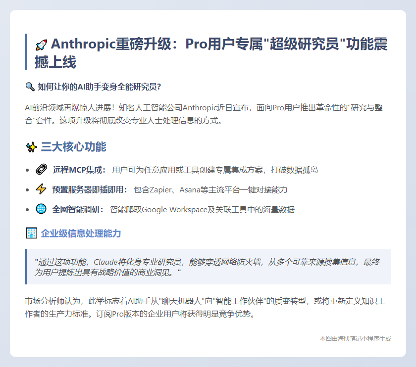 Pro用户开放研究与整合功能