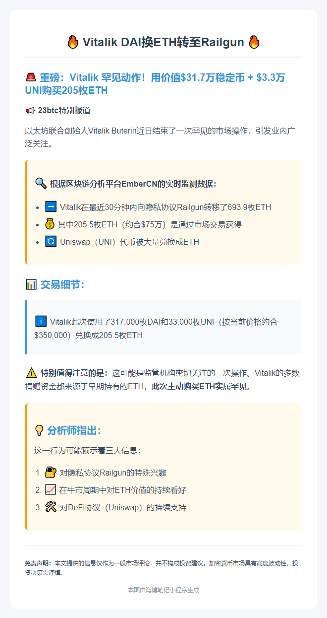 Vitalik DAI换ETH转至Railgun