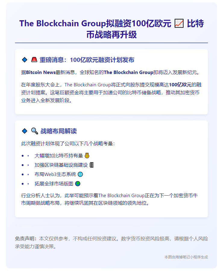 区块链集团拟募资100亿欧元增持比特币