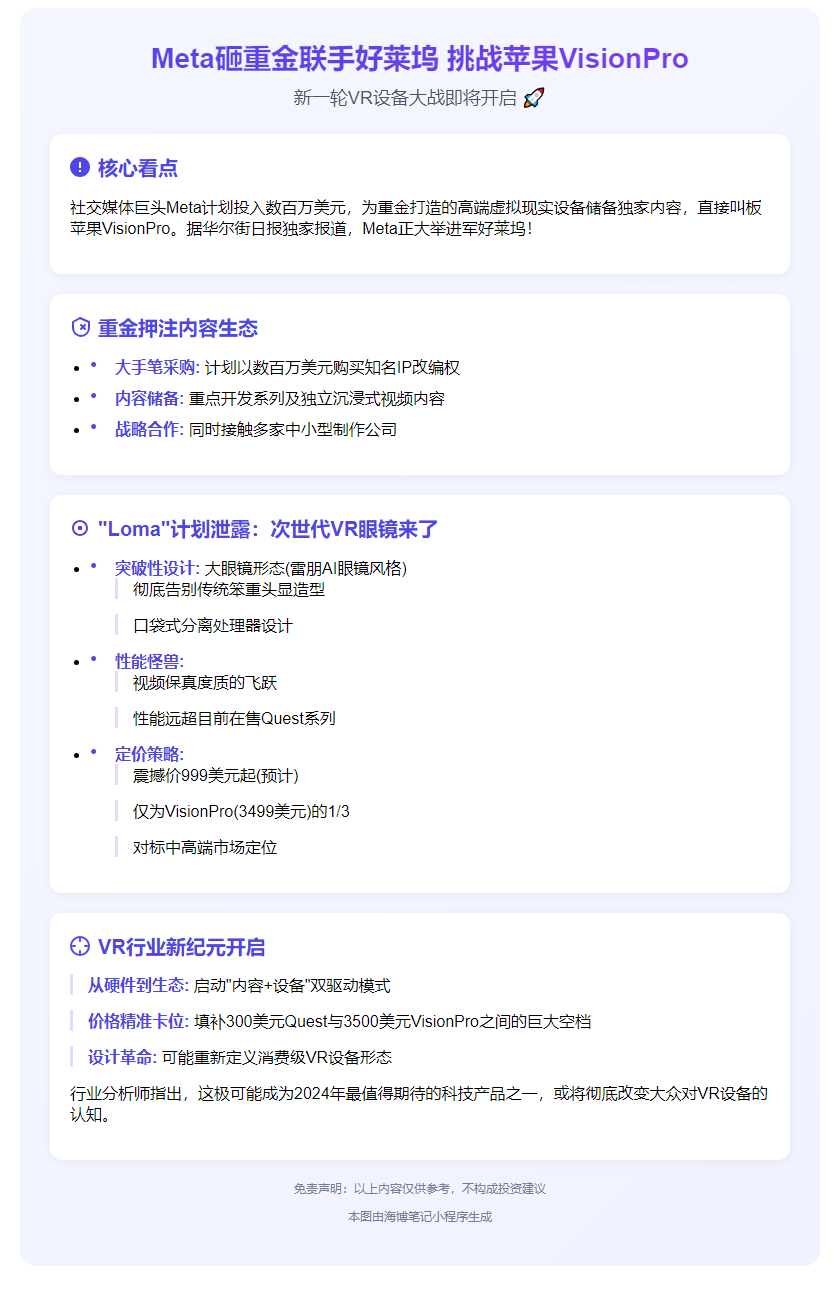 Meta砸重金联手好莱坞 挑战苹果VisionPro