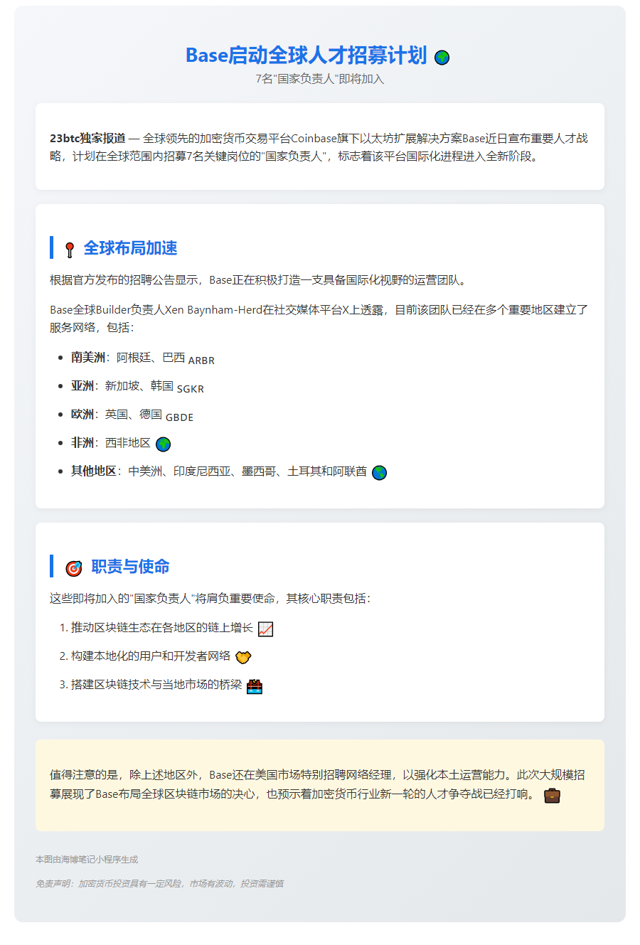 Base全球扩招7名高管
