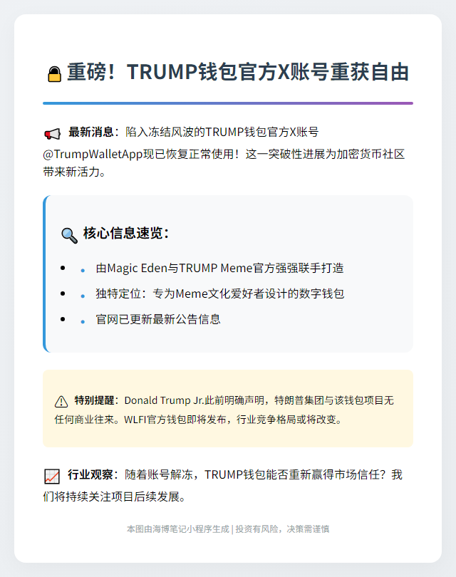 特朗普钱包X账号解冻