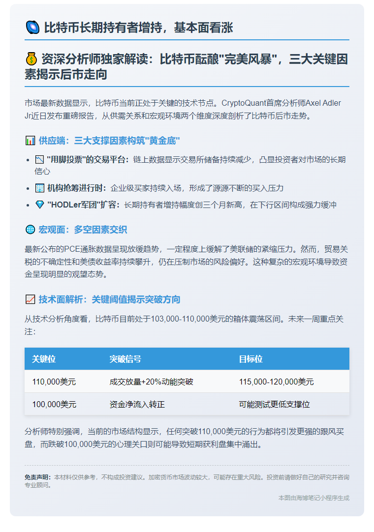 比特币长期持有者增持，基本面看涨