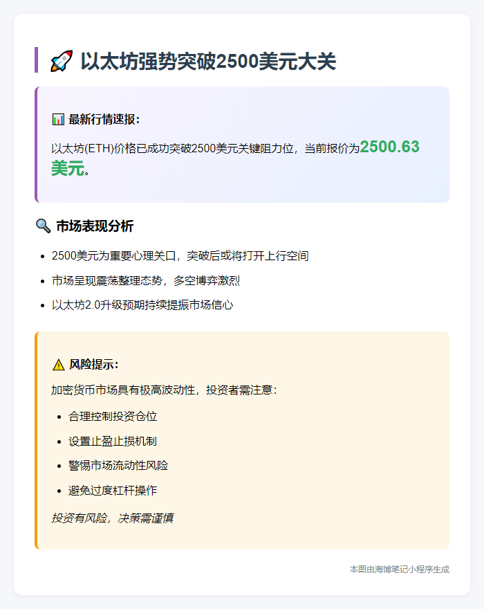 以太坊突破2500美元大关