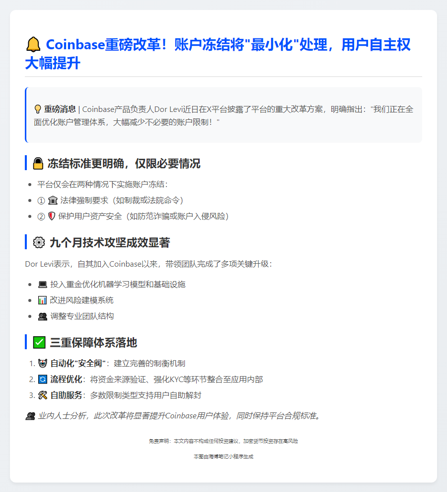 Coinbase：账户冻结仅限于必要情况