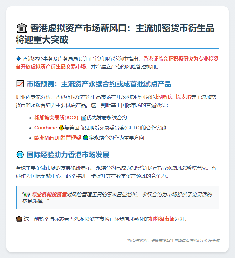 香港有望试点比特币、以太坊永续合约