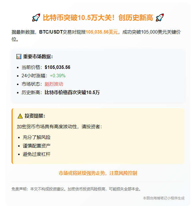 比特币破10.5万