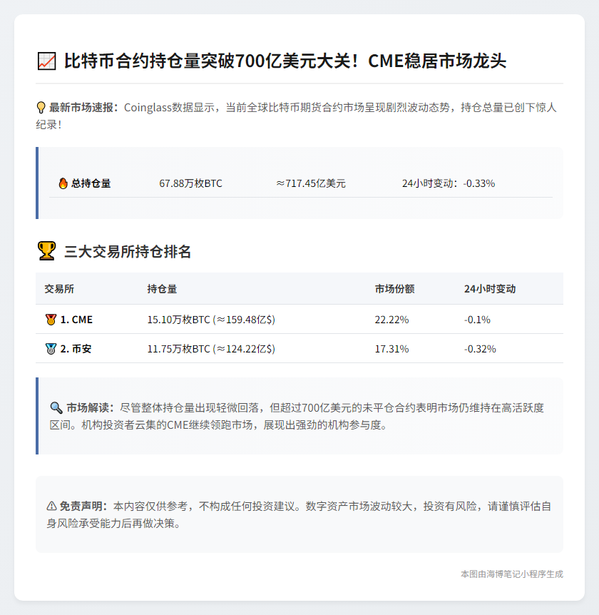 BTC合约未平仓量突破717亿美元