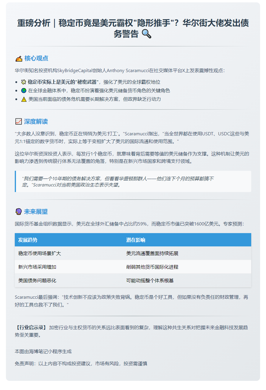 稳定币巩固美元霸权地位