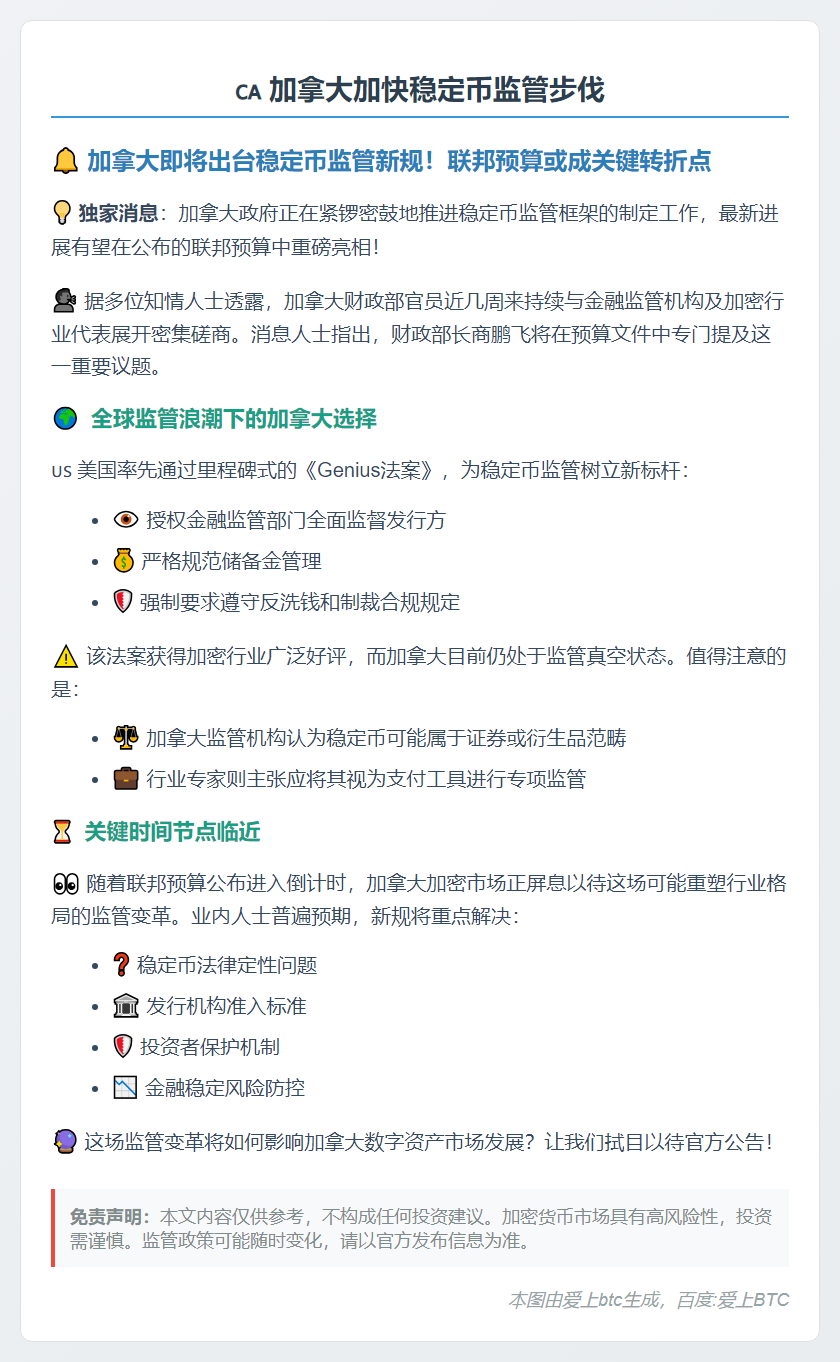 加拿大加快稳定币监管步伐